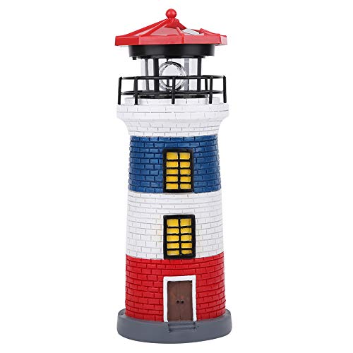 LED Solar Lighthouse Statue Rotating Lawn Decorations G871401