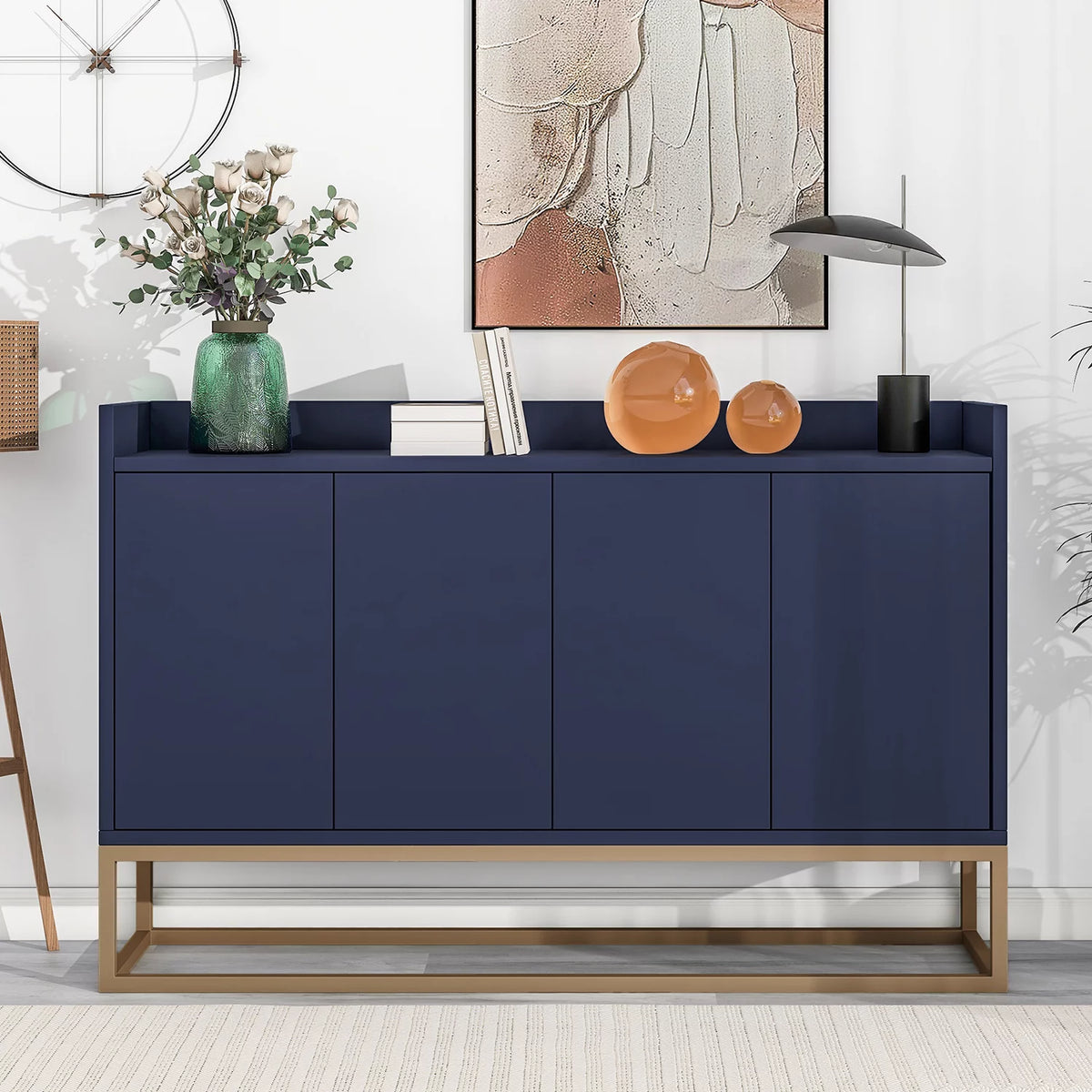Navy Buffet Cabinet with 4 Doors F5565