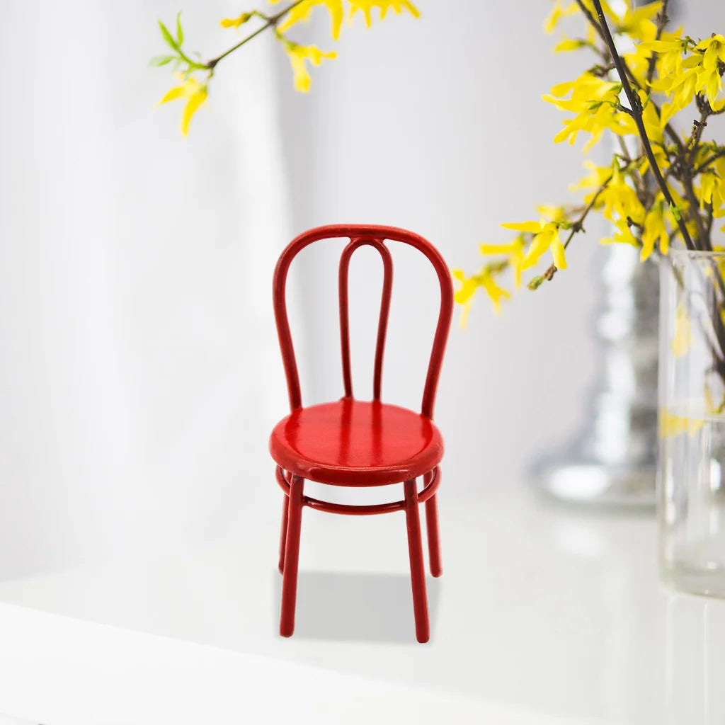 Red Metal Craft Dollhouse Miniature Dining Chair A128