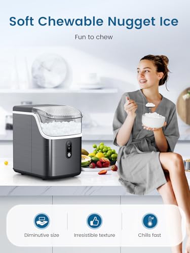 Portable Countertop Nugget Ice Maker 34Lbs/Day Self-Cleaning N354
