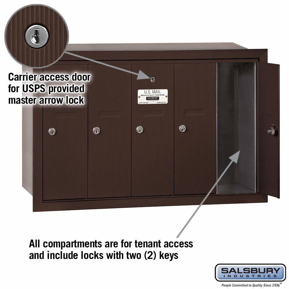 Bronze-Vertical Recessed Mounted Mailbox with 5 Doors O437430