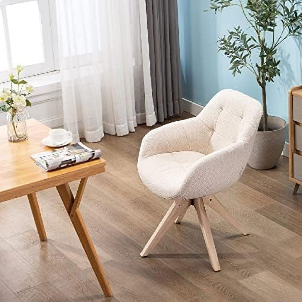 Mid Century Modern Swivel Fabric Accent Chair with Oak Wood Legs A449427