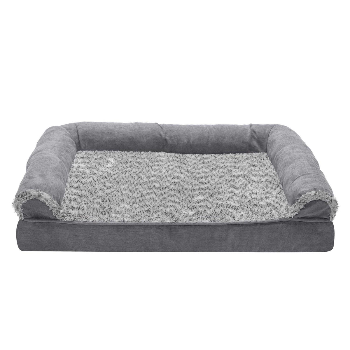 Two-Tone Faux Fur Suede Orthopedic Sofa Dog Bed V272326
