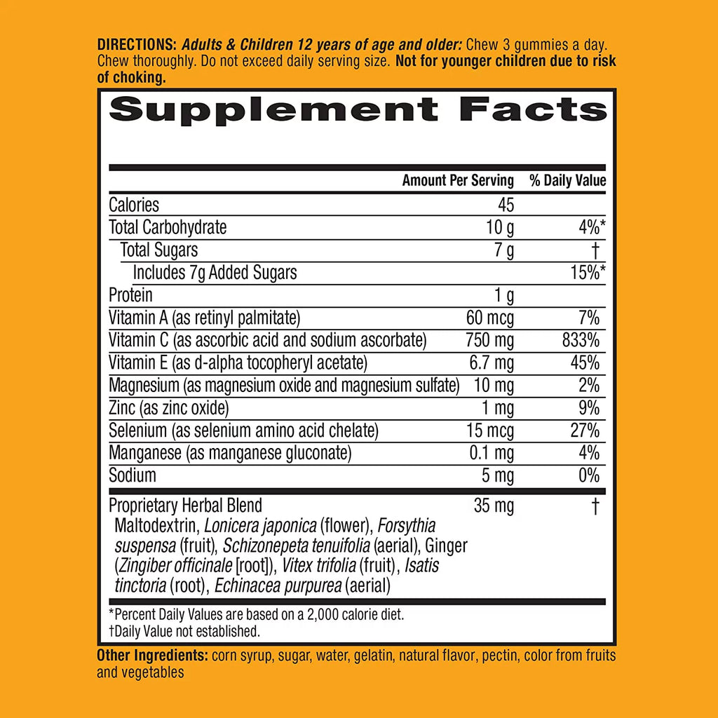 Vitamin C 750mg Orange Flavored Gummies 63 Count 2 Pack W1342