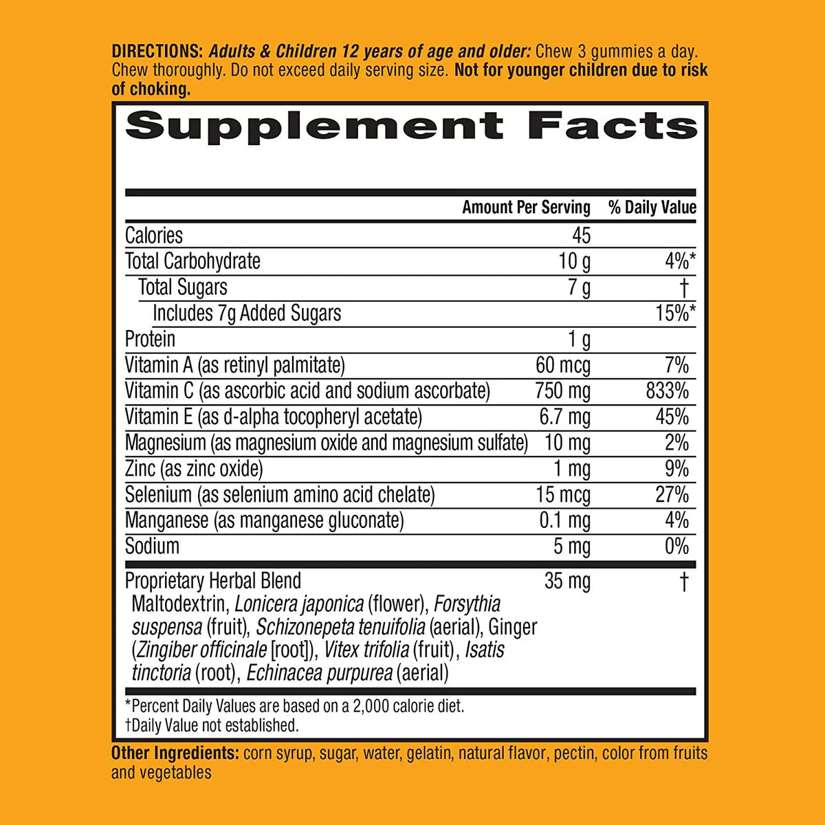 Vitamin C 750mg Orange Flavored Gummies 63 Count 2 Pack W1342