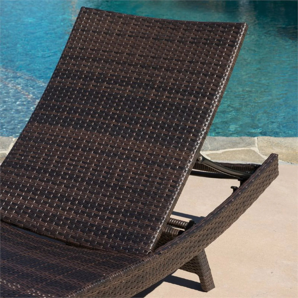 3 Piece Multibrown Outdoor Wicker Chaise Lounge Set E912203