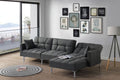 Adjustable Fabric Sectional Sofa with 2 Pillows Dark Gray K8015
