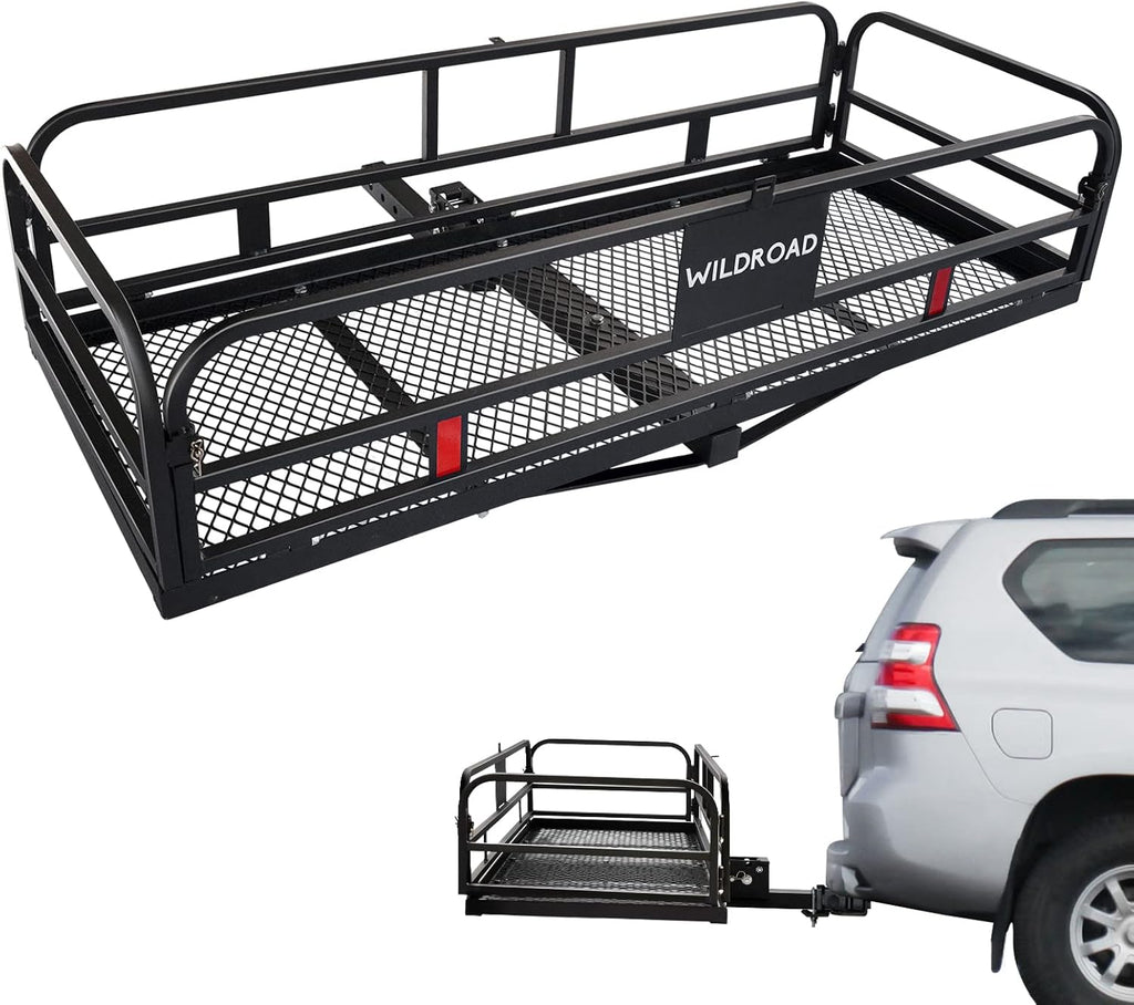 Hitch Mount Cargo Carrier Basket 500 LBS Folding 60" x 25.6" x 13.8" Fits 2" Receiver H284276