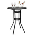 Black Cast Aluminum Outdoor Bar Table with Umbrella Hole V22958