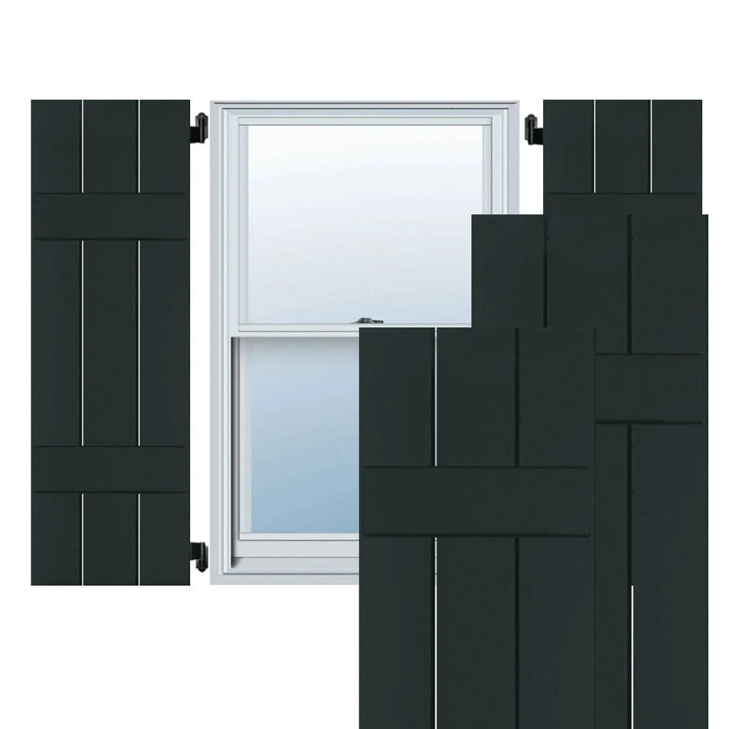 Dark Green Real Wood Pine Board and Batten Shutters Pair K178997