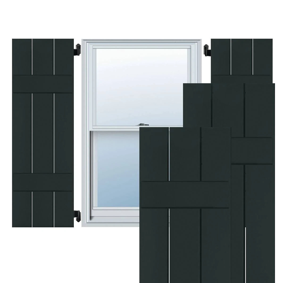 Dark Green Real Wood Pine Board and Batten Shutters Pair K178997