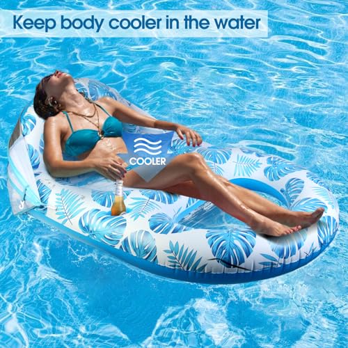 Inflatable Pool Lounge Float with Canopy and Cup Holder P842