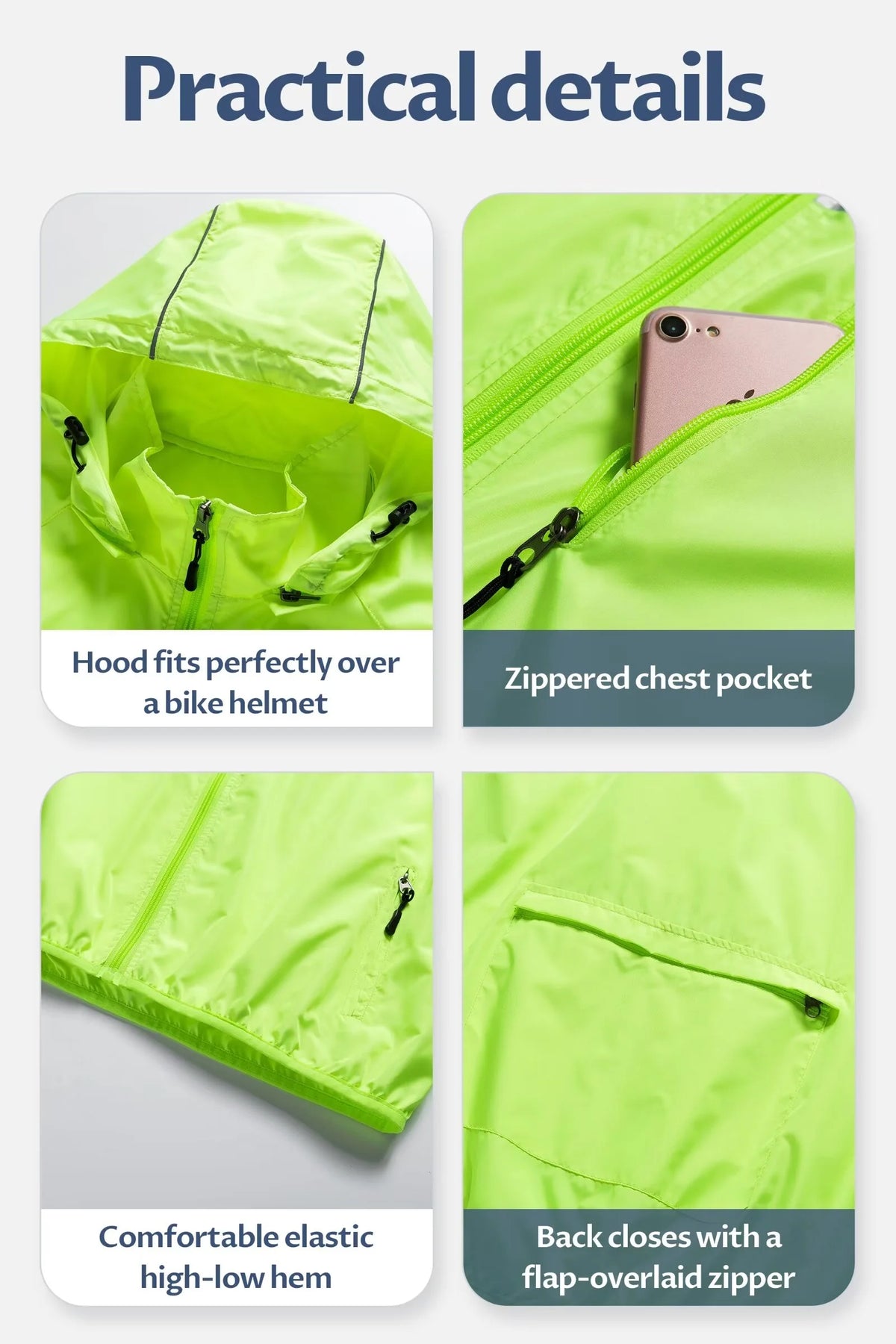 Yellow Ultralight Packable Cycling Rain Jacket X3055