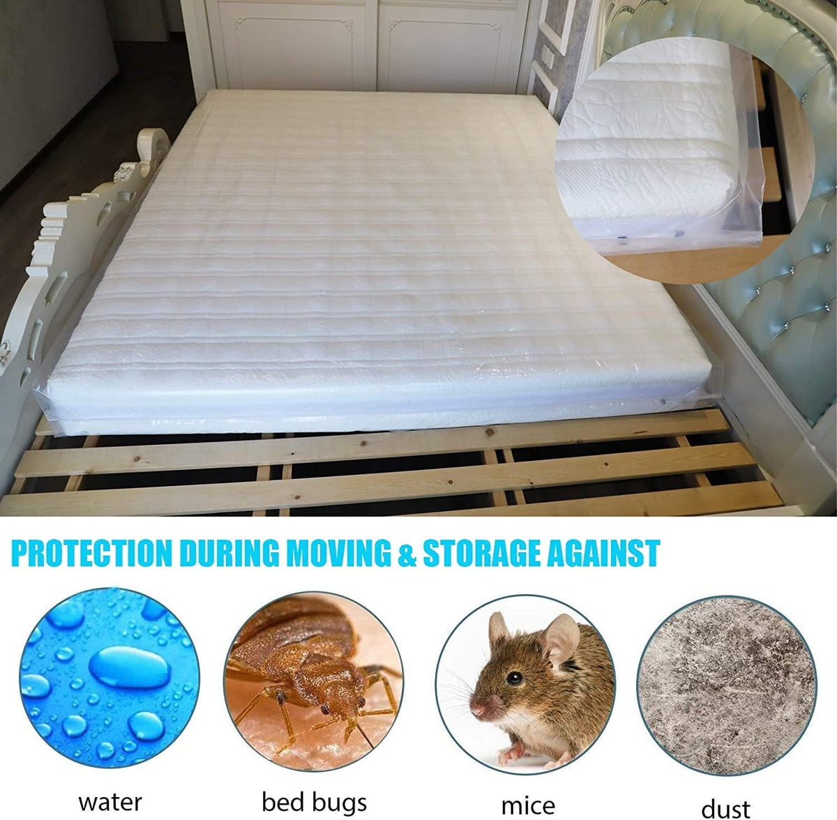 2 Packs 4 mil Thick Polyethylene Mattress Bag, California King X5274