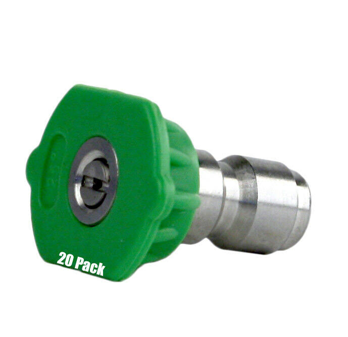 20 Pack 4.5 Stainless Steel 25 Degree 1/4x22 Quick Connect 4,000 PSI High Pressure Washer Spray Nozzle Tip E90961