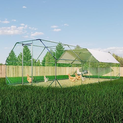 Large Metal Walk-in Chicken Coop with Waterproof Cover Y7790
