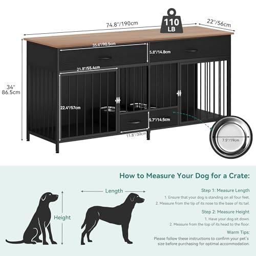 Brown Wooden Double Dog Crate TV Stand with Storage R956941