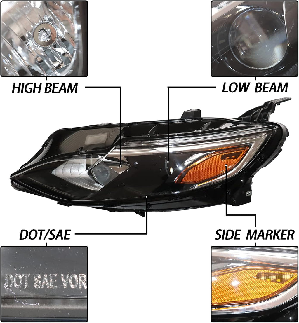 Headlights Assembly Driver Side Plastic Housing Polycarbonate Lens S3039