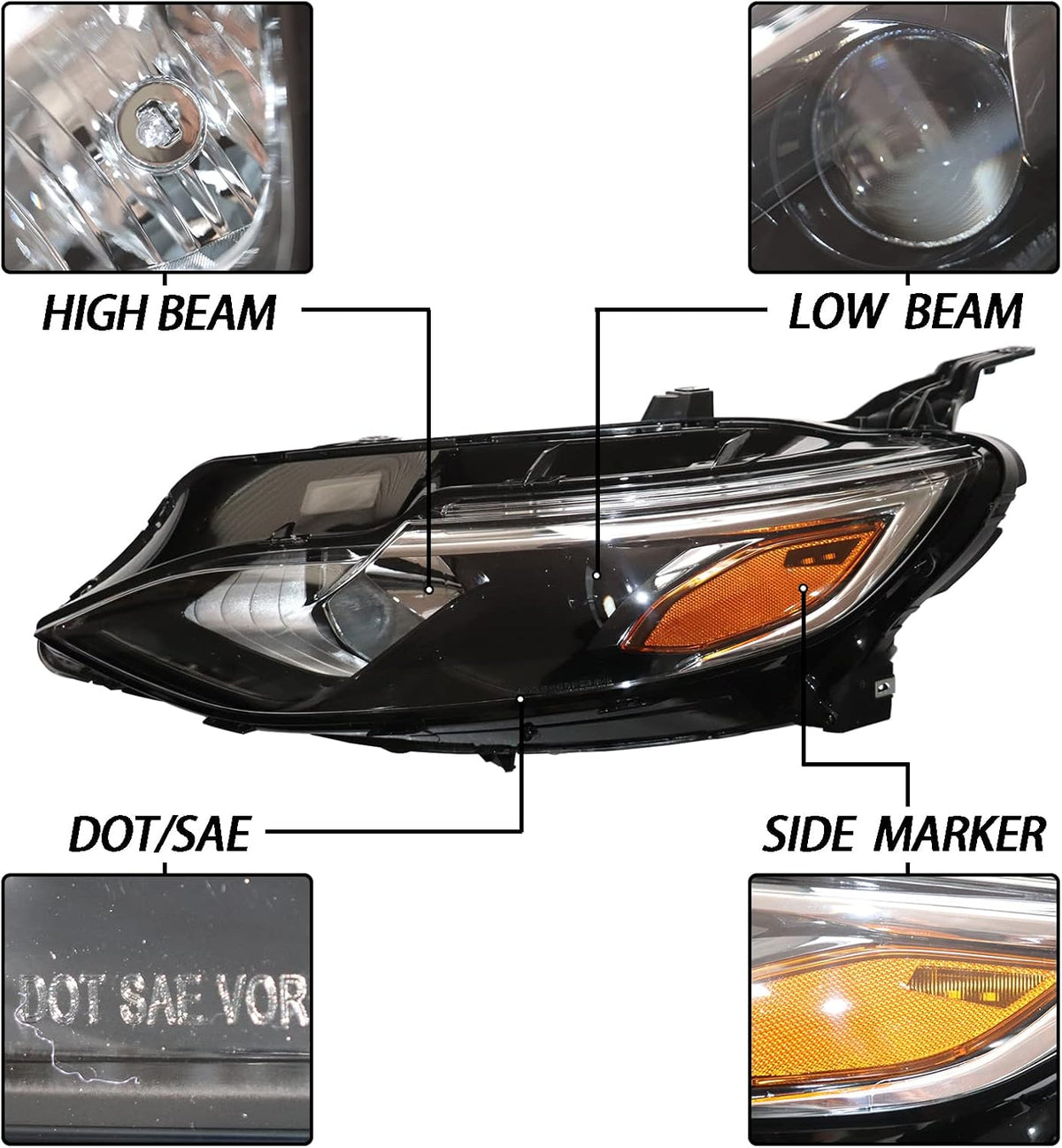 Headlights Assembly Driver Side Plastic Housing Polycarbonate Lens S3039