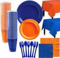 Royal Blue and White Plastic Tableware Kit C3200