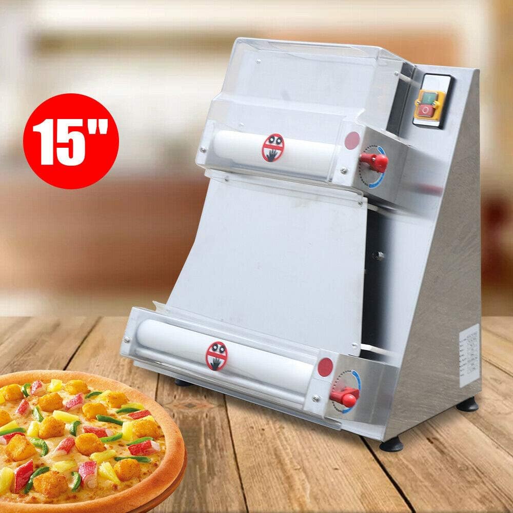 Pizza Dough Roller Sheeter, 370W 3-15 inch Commercial Pizza Dough Press Machine Q424