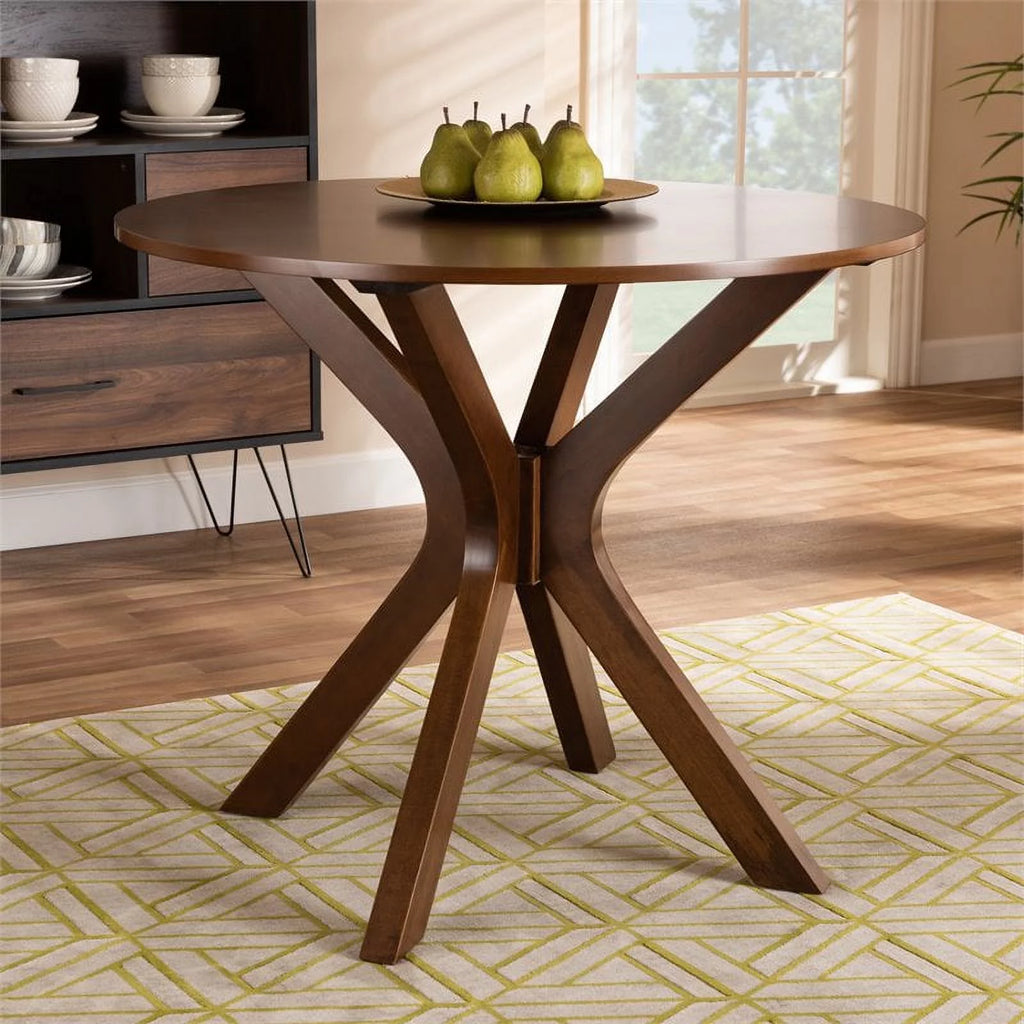 Mahogany Walnut Brown Round Wood Dining Table N7171