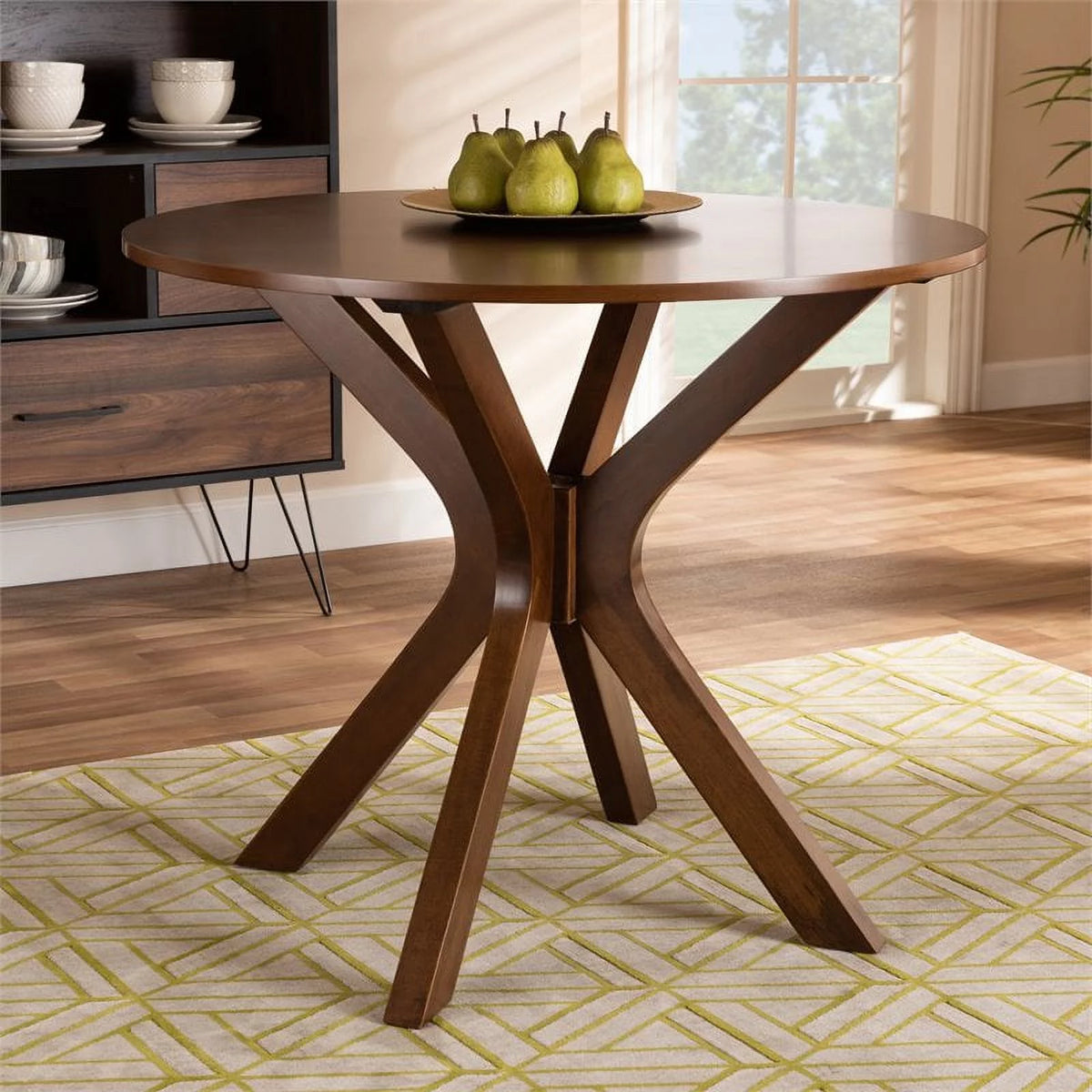 Mahogany Walnut Brown Round Wood Dining Table N7171