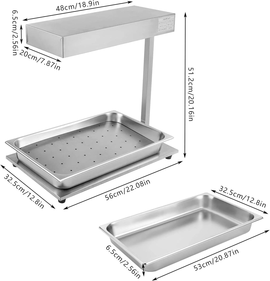 Stainless Steel French Fry Warmer with Heat Lamp F538
