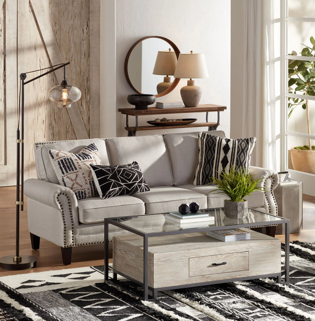 Brown Table Lamp with Off White Empire Shade D8740