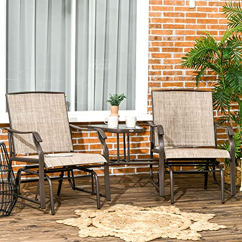 Gray 2-Seat Outdoor Glider Chair with Coffee Table C952878