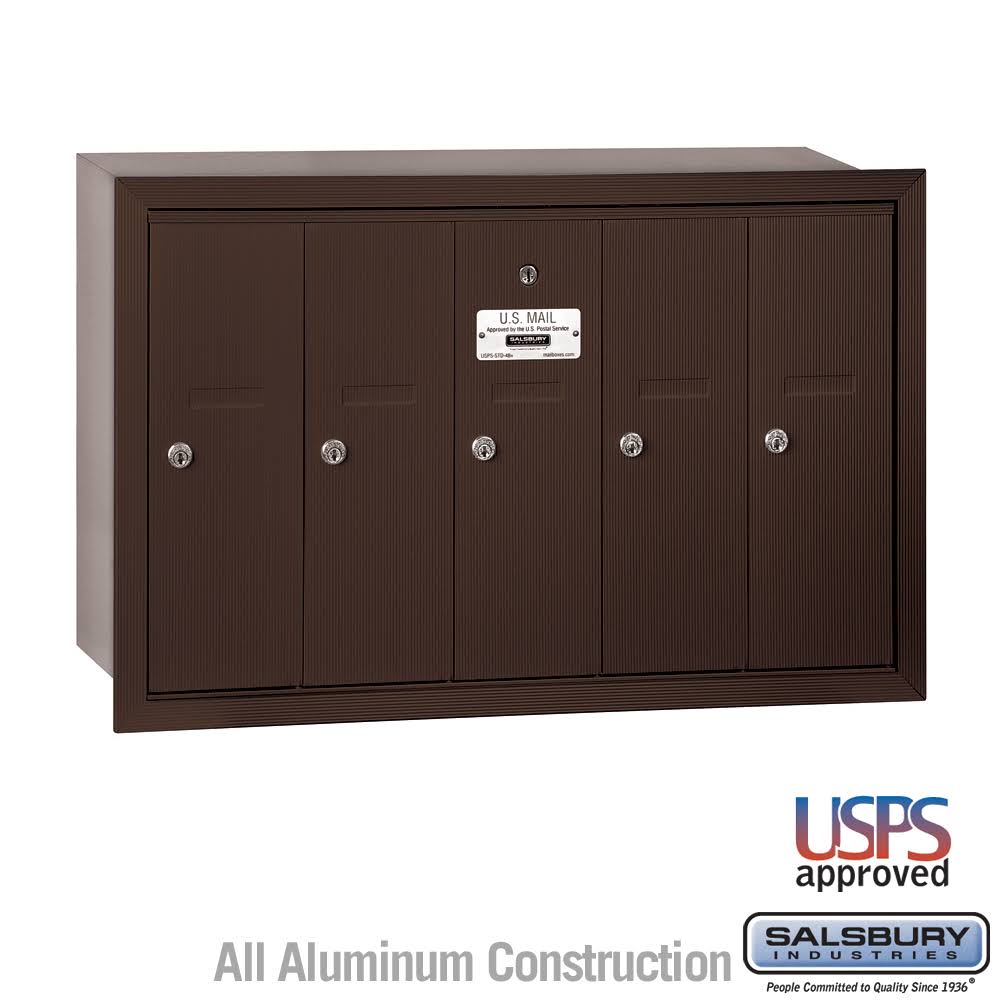 Bronze-Vertical Recessed Mounted Mailbox with 5 Doors O437430