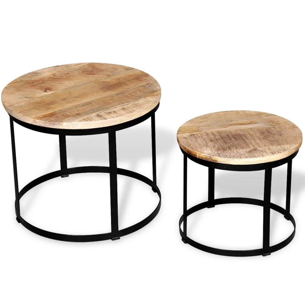 Two Piece Round Mango Wood Coffee Table Set Z4764