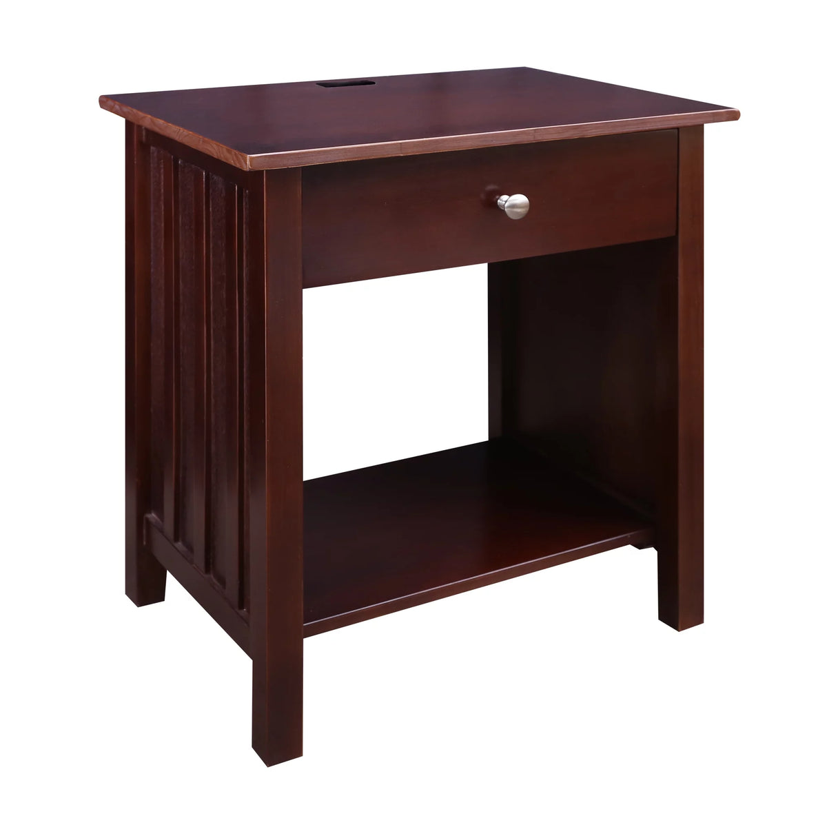 Espresso Wooden Nightstand with USB Ports and One Drawer P35859