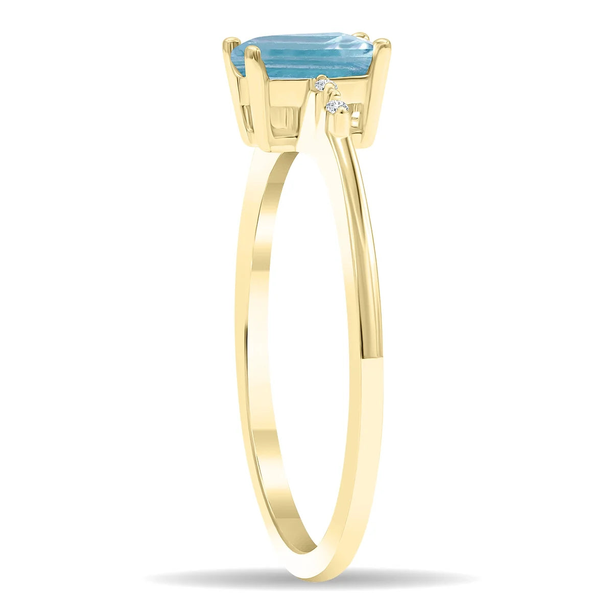 Emerald Cut Aquamarine and Diamond Ring in 10K Yellow Gold A900377
