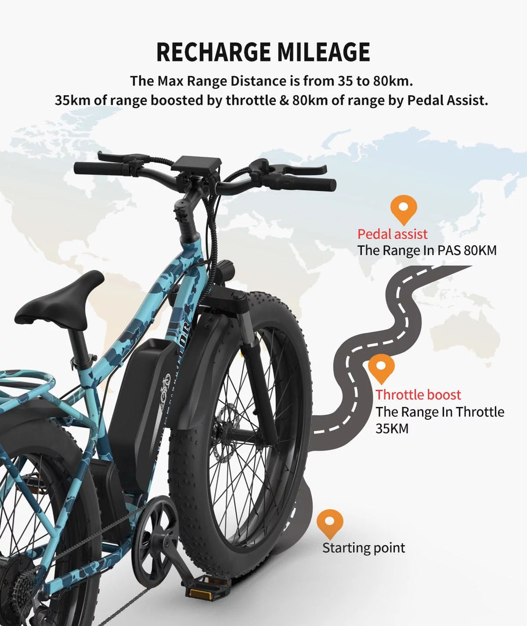 750W 48V 13AH Fat Tire Electric Mountain Bike A492