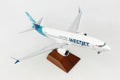 Westjet Boeing 737-MAX8 Scale 1 by 100 with Wood Stand & Gear Y549706