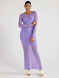 Women's Sheer Maxi Sweater Dress with Lining L83381