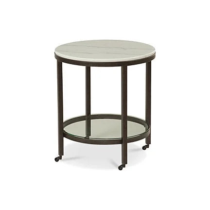White Marble Round End Table H29508