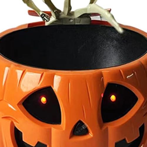 Halloween Candy Bowl with Moving Skull Hand and Glowing Red Eyes V95625