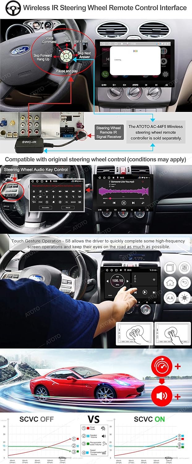 10 inch Double-DIN Car Stereo with Wireless CarPlay & Android Auto X1037