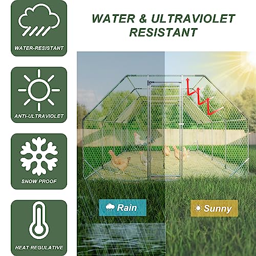 Large Metal Walk-in Chicken Coop with Waterproof Cover Y7790