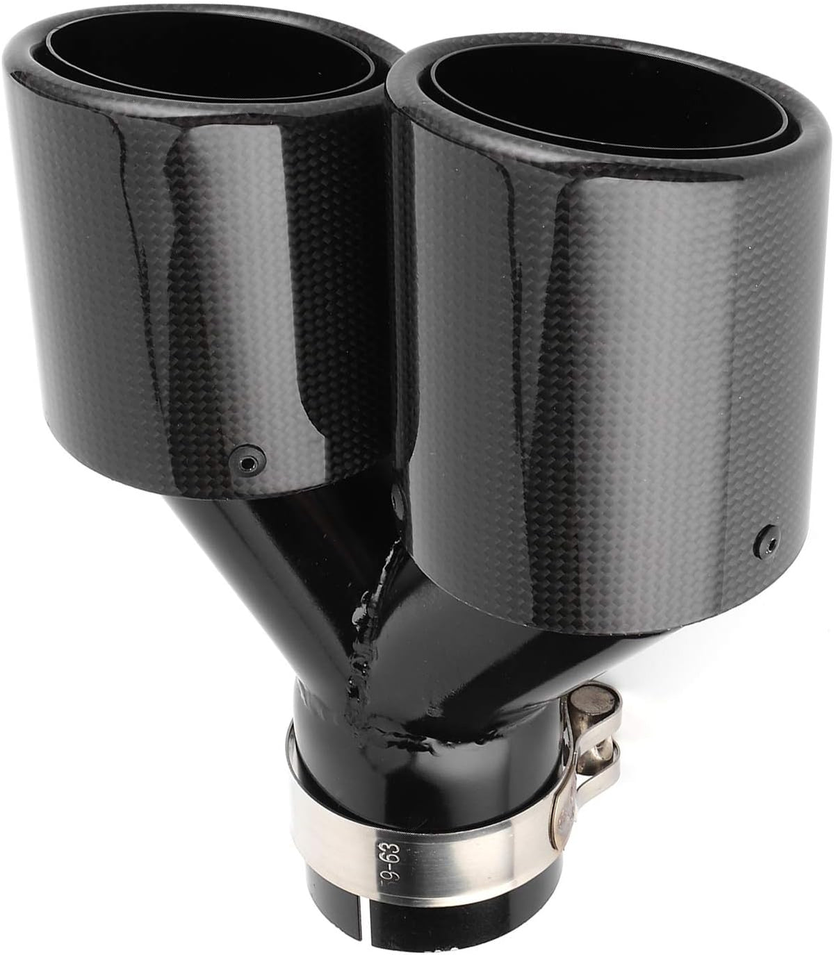 Carbon Fiber Exhaust Pipe Universal Dual Tail Crimping Throat Y-Pipe Auto Car Black T2226