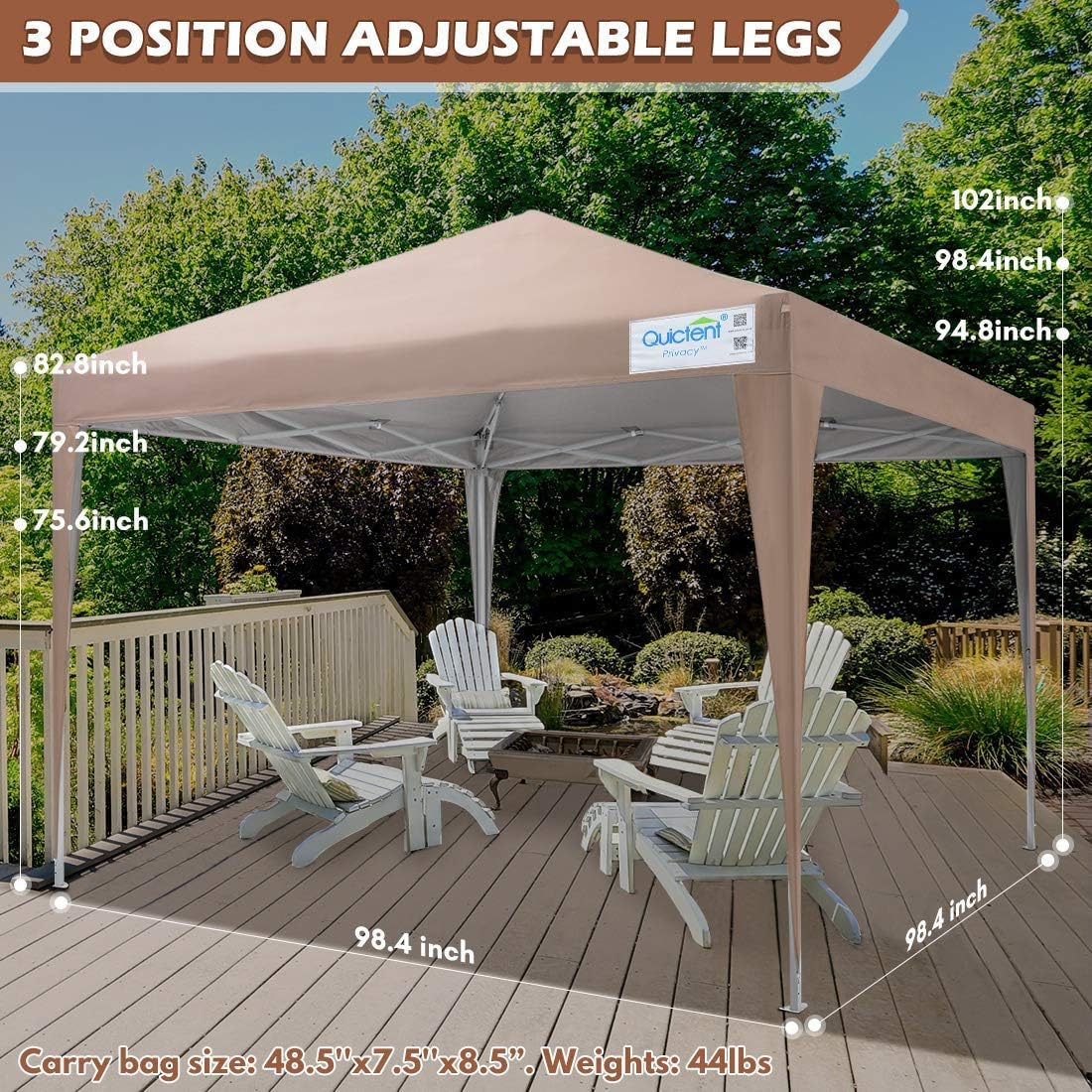 8x8 EZ Pop Up Canopy Tent with 4 Sidewalls, Mesh Windows & Wheeled Bag W24094