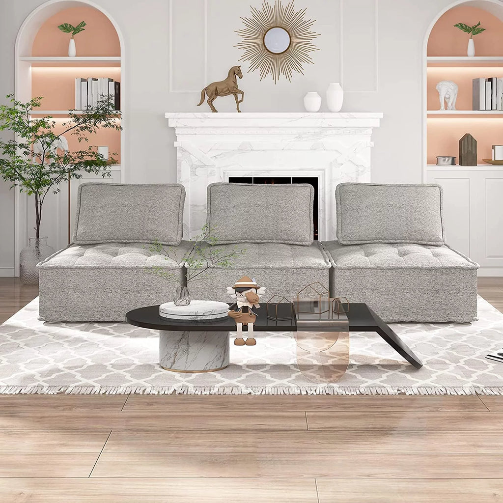 Light Grey 3 Seater Modular Sectional Sofa B8893