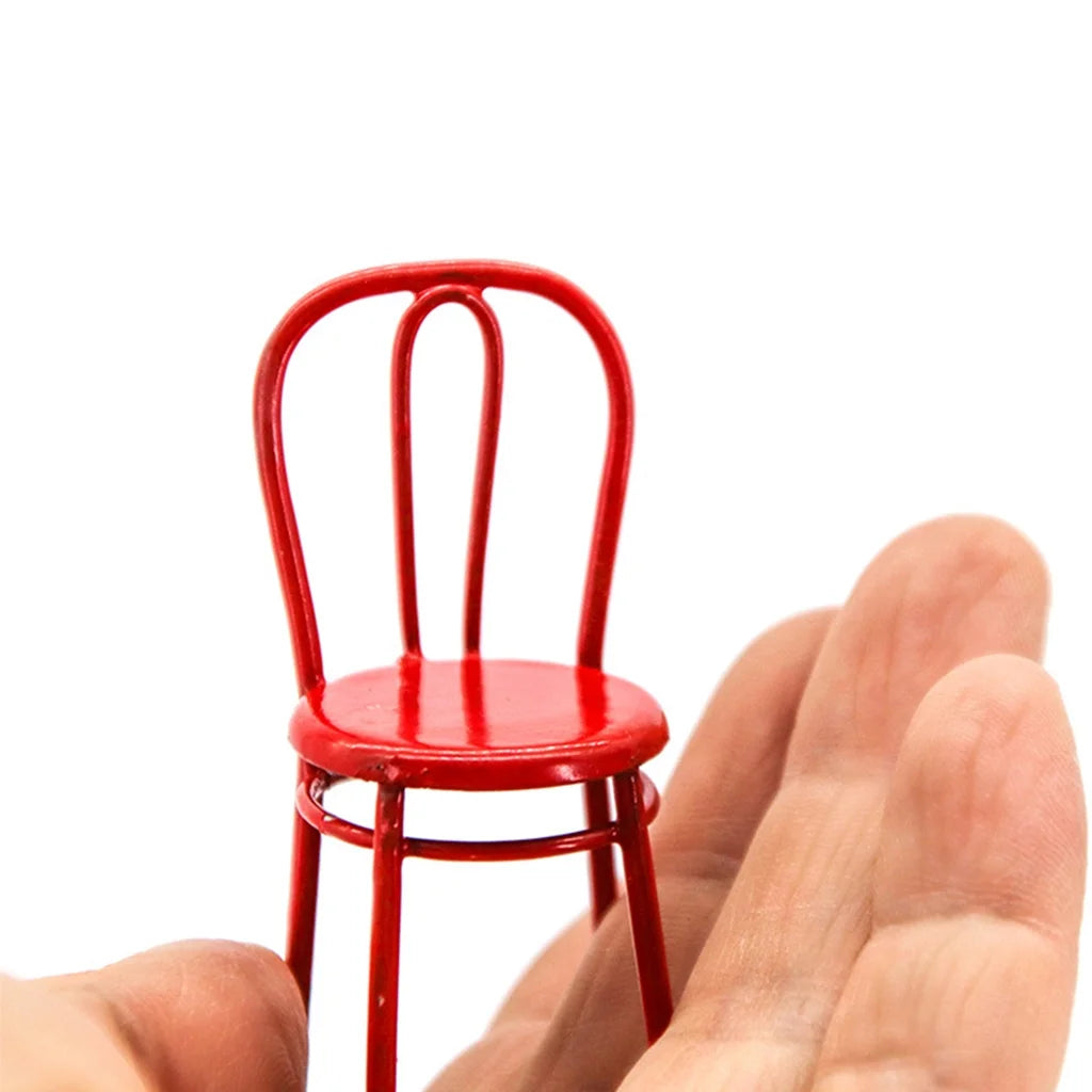 Red Metal Craft Dollhouse Miniature Dining Chair A128