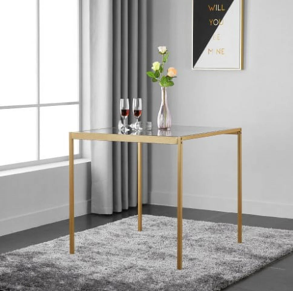Tempered Glass and Metal Dining Table A931769