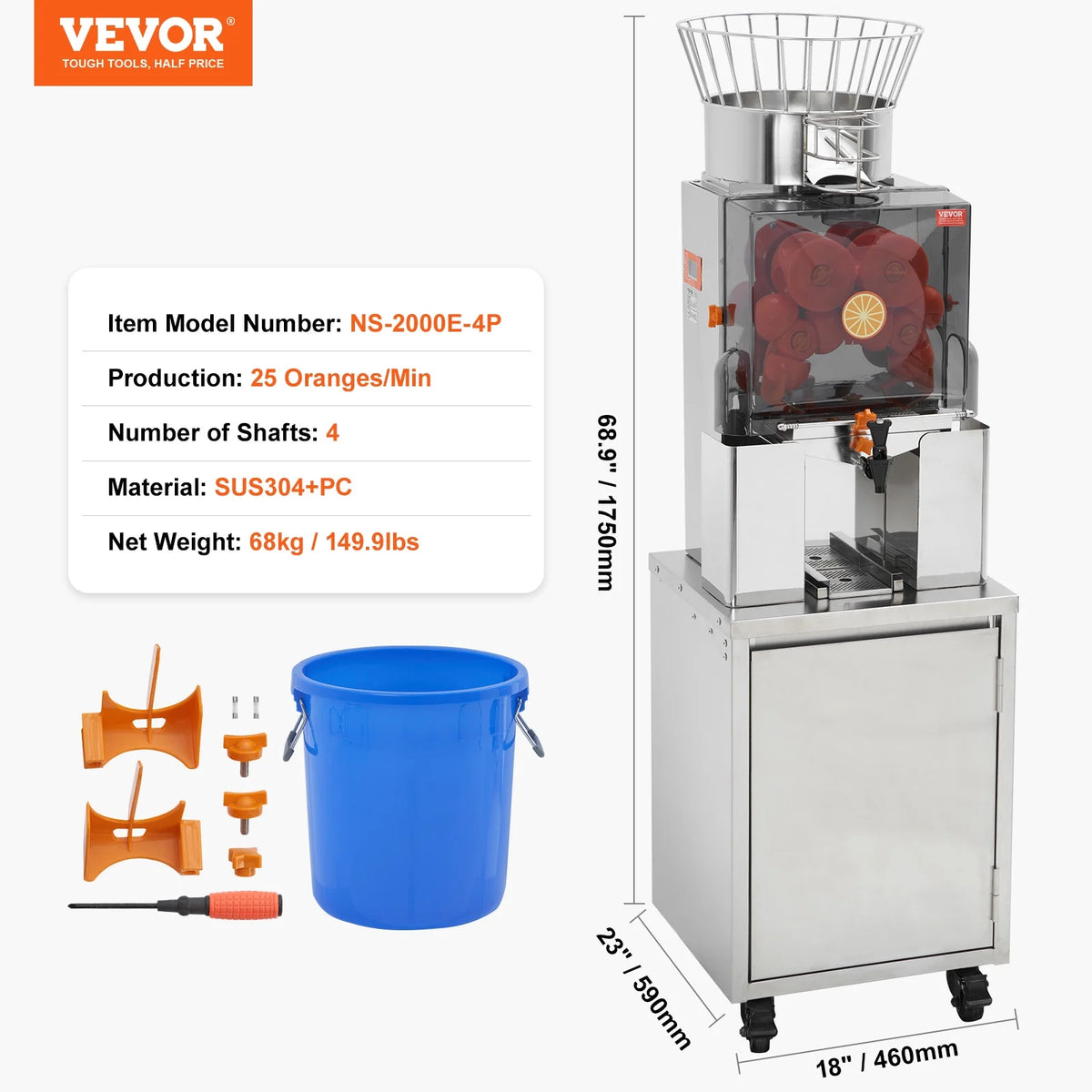120W Commercial Orange Juicer Machine Automatic Juice Squeezer Extractor A2050