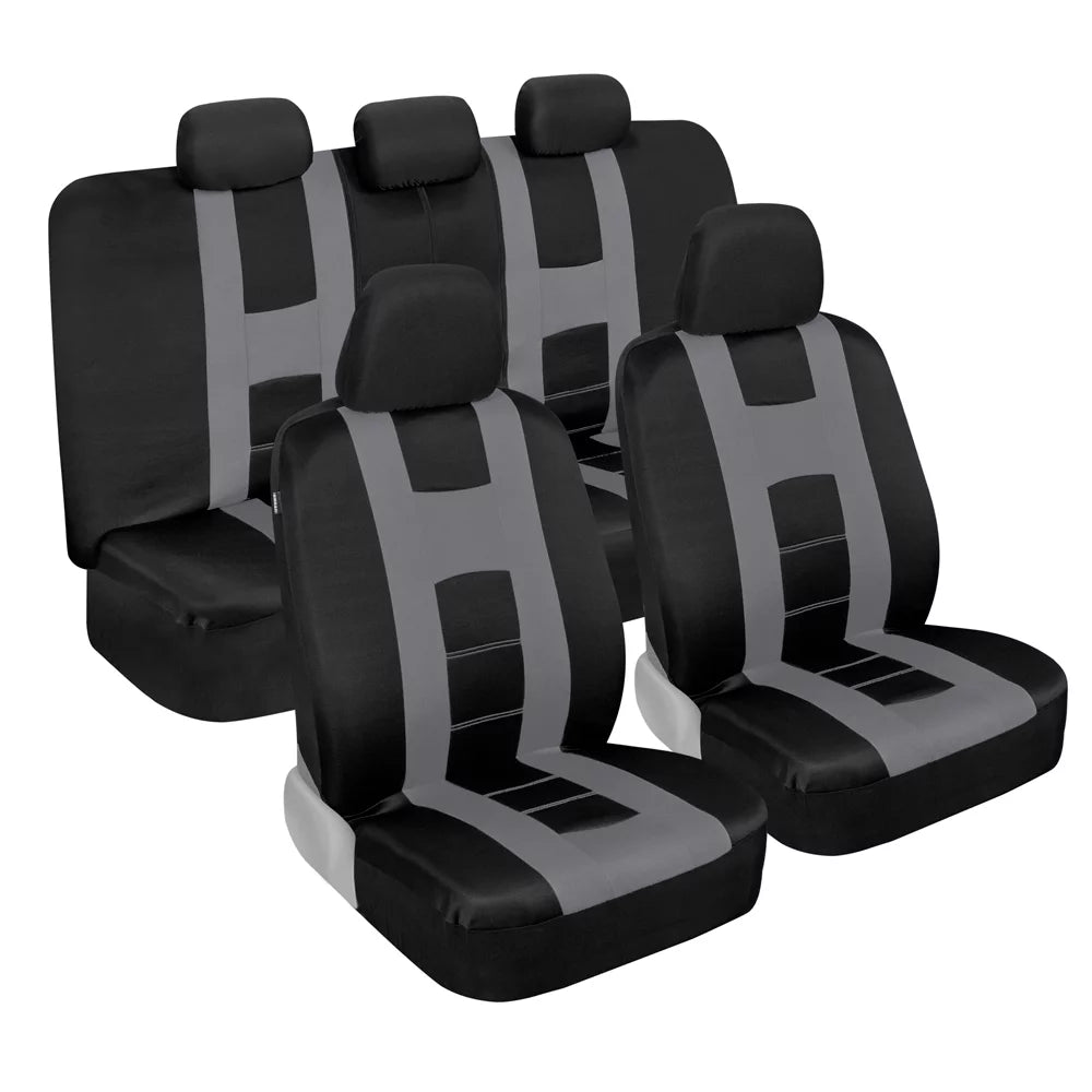 Light Gray PolyCloth Car Seat Covers Full Set Z4010