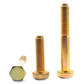 1/4 inch-20 x 1 1/8 inch Coarse Thread Grade 8 Hex Cap Screw Alloy Steel Yellow Zinc Plated Pk 2000 Q933