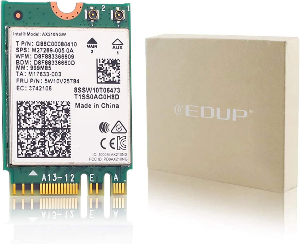 WiFi 6E Card AX210 Bluetooth 5.2 Tri-Band 5400Mbps Wireless Module Pack of 2 T721385